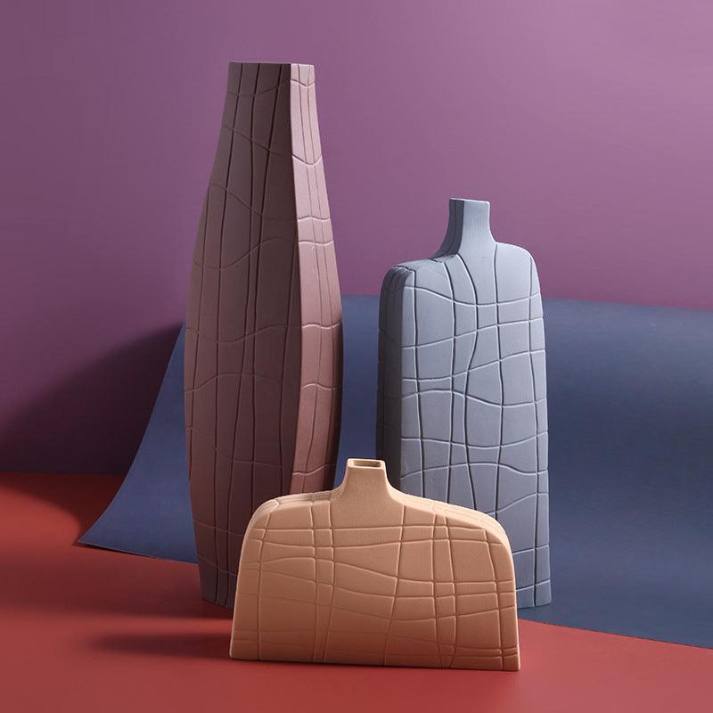 Artisanal Morandi Geometric Vase - Elegant Floral Decor in Porcelain