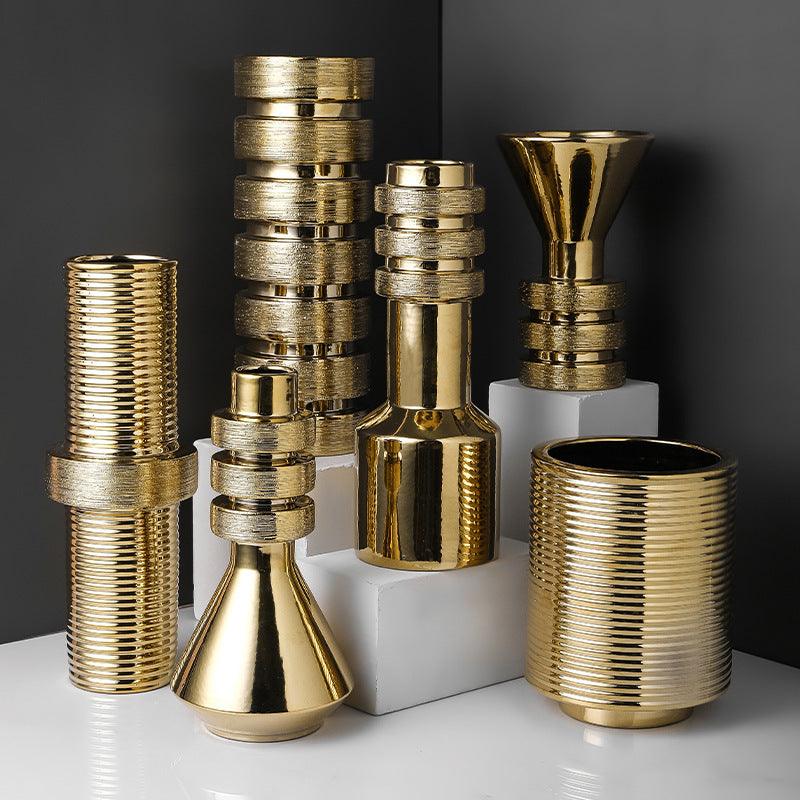 Ceramic Vase with Gold and Silver Finish for Elegant Home Decor